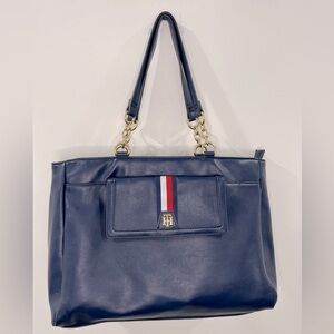 Tommy Hilfiger Signature Navy Blue‎ Shopper Shoulder Bag Purse